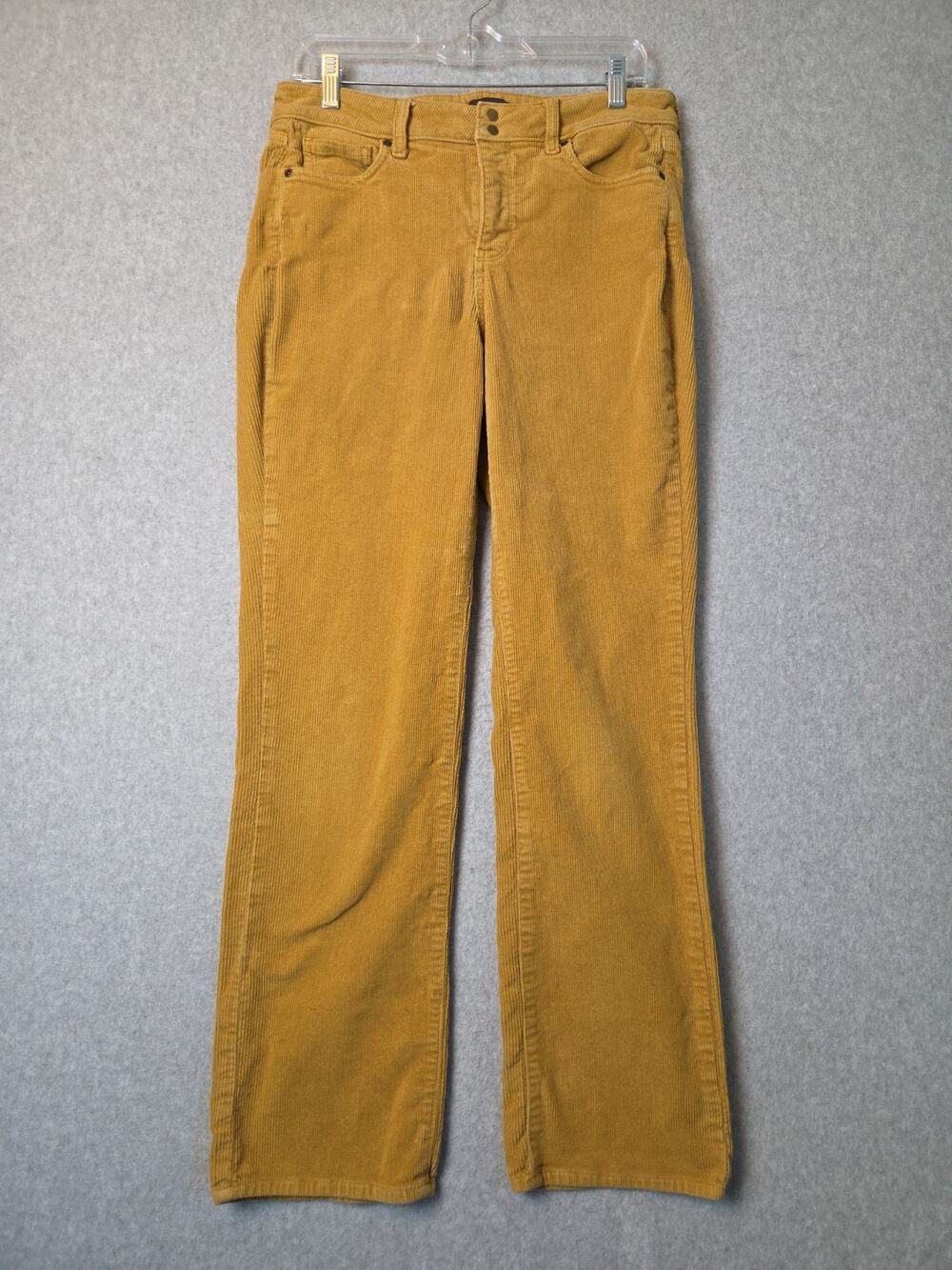 NYDJ Marilyn Straight Lift Tuck Gold Mid Rise Corduroy Jeans Women's 10 Stretch